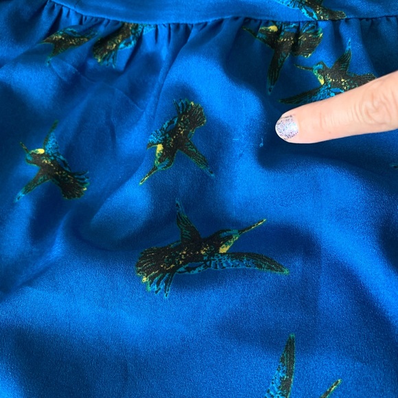 Kensie Blue with Sparrow Print Skater Dress - Picture 10 of 12